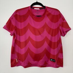 Adidas Marimekko Supernova Running Top Vivid Red Large Primegreen Pink Red Wave
